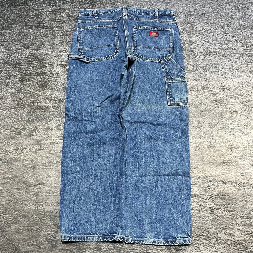 Dickies Carpenter Jeans Mens 36x32 Blue Workwear Faded Distressed Skater Vintage